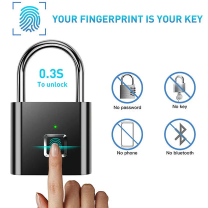 Smart fingerprint padlock – product view 2