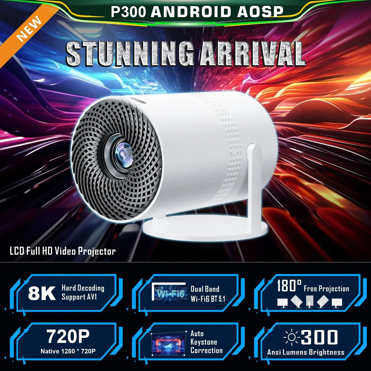Salange P300 smart mini projector – product view 2