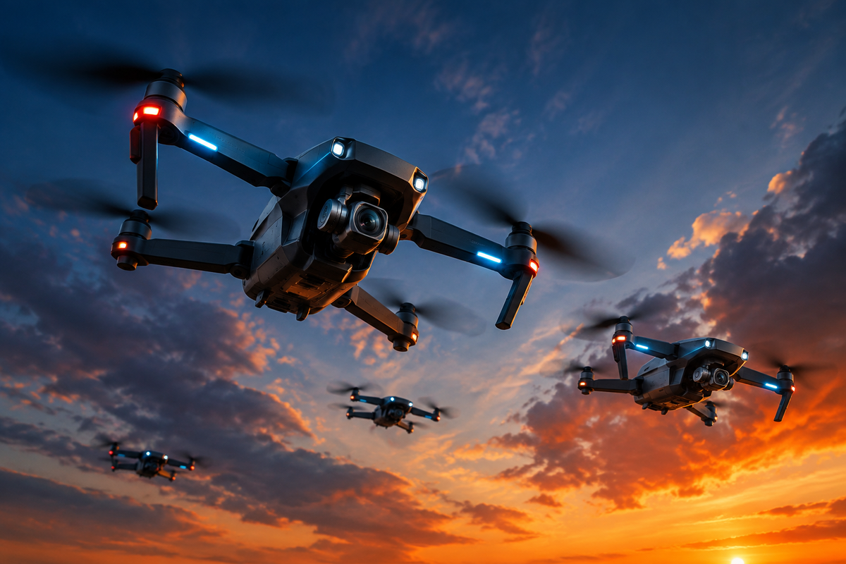 Camera drones in flight – Corinthia-X smart gadgets