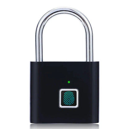 Black smart fingerprint padlock, keyless and waterproof