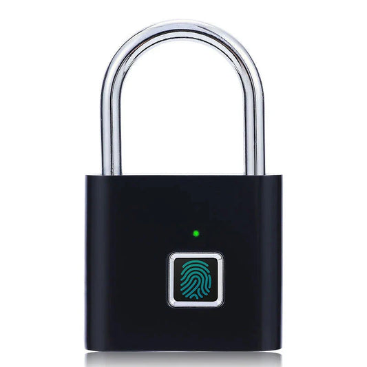 Black smart fingerprint padlock, keyless and waterproof