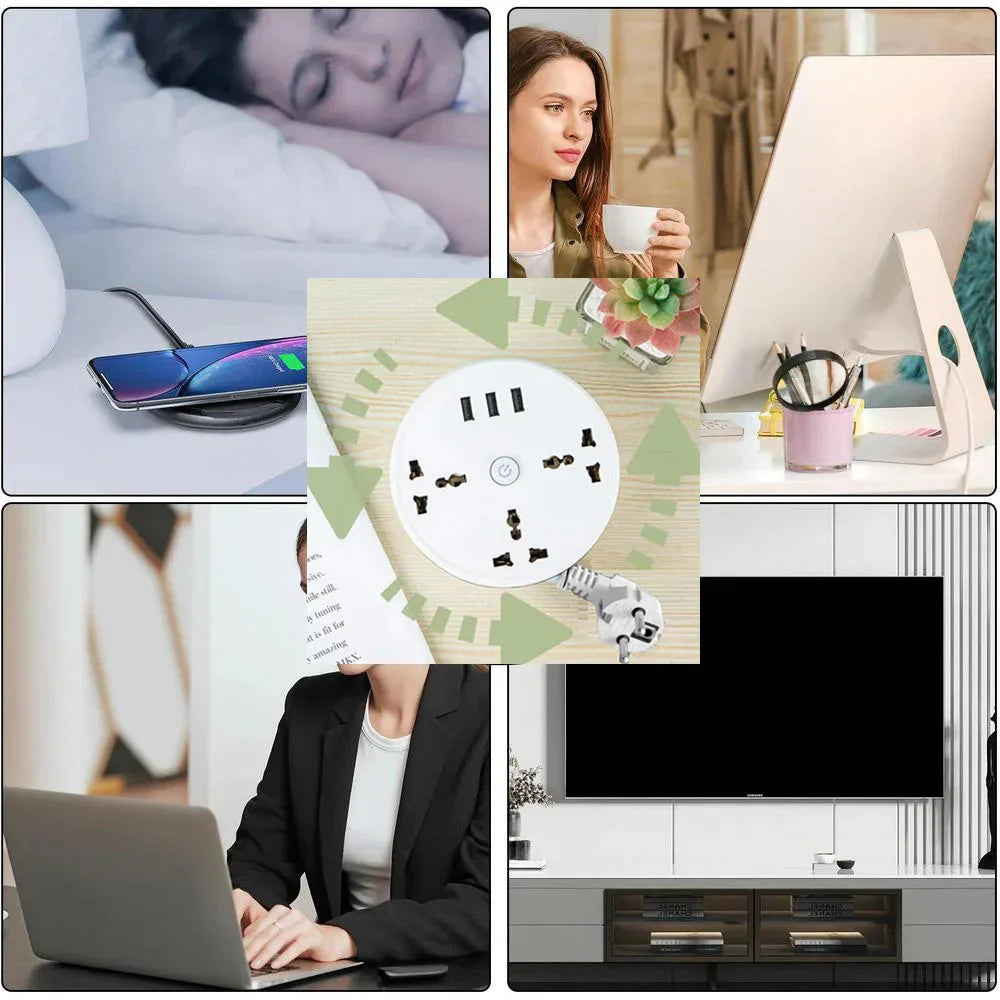 Smart power strip with USB ports, EU plug – product view 4