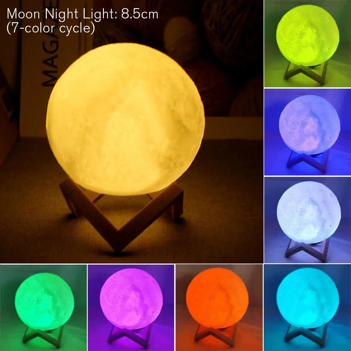 Starry moon lamp 8cm LED night light – product view 3
