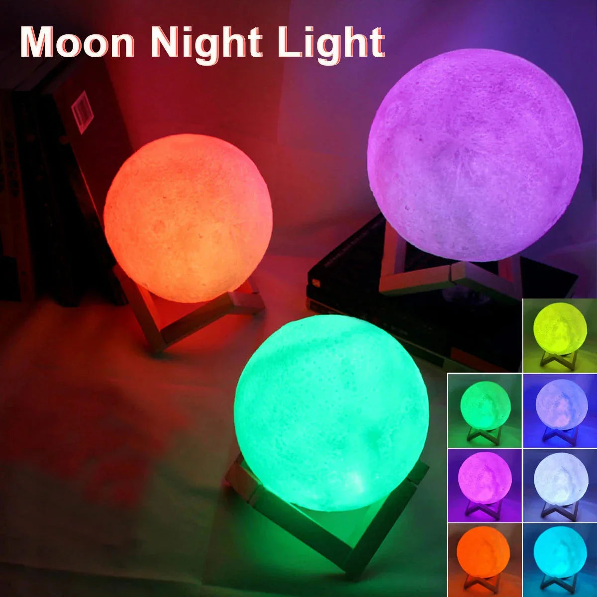 Starry moon lamp 8cm LED night light – product view 4